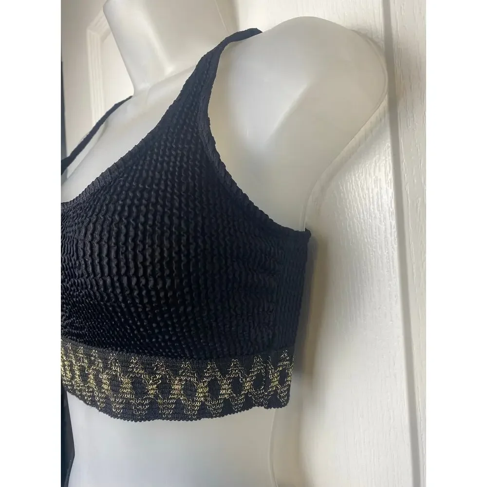 Cupshe Black Gold Banded Bikini Set Women's Size Small NWT